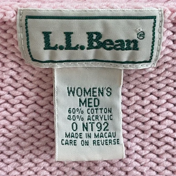 L.L. Bean Vintage Women's Cotton Blend Light Pink V-Neck Sweater - Picture 2 of 3